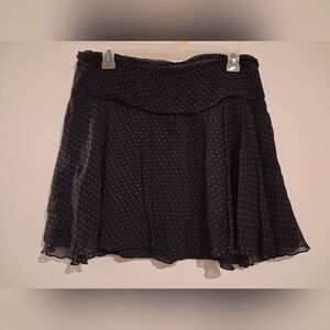 Express Black Skater Skirt with White Dotted Pattern